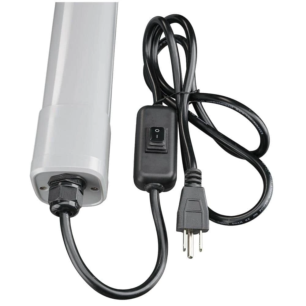 4 ft. 32-Watt Integrated LED Gray Vapor Tight Strip Light Fixture Plug-in Direct Wire IP65 Rated Dust Moisture Proof by Commercial Electric 5 4 ft. 32-Watt Integrated LED Gray Vapor Tight Strip Light Fixture Plug-in Direct Wire IP65 Rated Dust Moisture Proof by Commercial Electric - Image 3