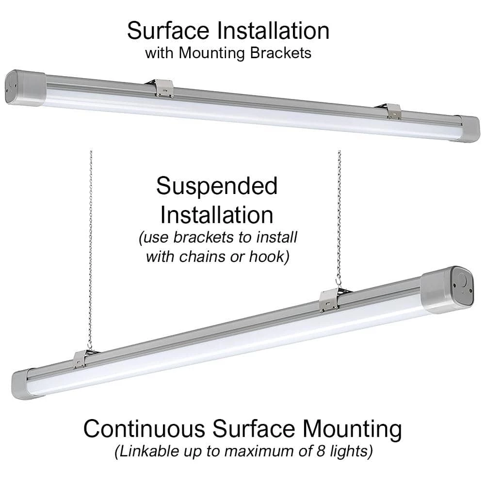 4 ft. 32-Watt Integrated LED Gray Vapor Tight Strip Light Fixture Plug-in Direct Wire IP65 Rated Dust Moisture Proof by Commercial Electric 8 4 ft. 32-Watt Integrated LED Gray Vapor Tight Strip Light Fixture Plug-in Direct Wire IP65 Rated Dust Moisture Proof by Commercial Electric - Image 6