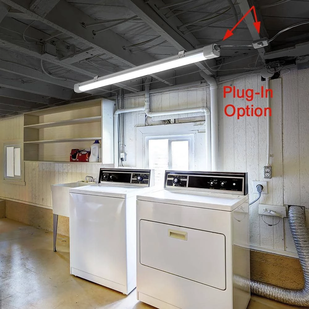 4 ft. 32-Watt Integrated LED Gray Vapor Tight Strip Light Fixture Plug-in Direct Wire IP65 Rated Dust Moisture Proof by Commercial Electric 6 4 ft. 32-Watt Integrated LED Gray Vapor Tight Strip Light Fixture Plug-in Direct Wire IP65 Rated Dust Moisture Proof by Commercial Electric - Image 4