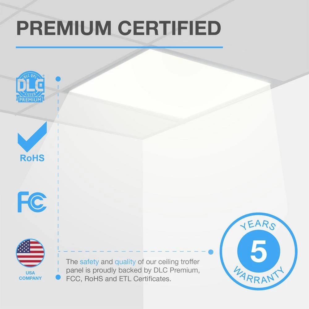 2 ft. x 2 ft. 250-Watt Equivalent White Integrated LED Backlit Troffer, 3750 Lumens, 3500K Warm White by Commercial Electric 8 2 ft. x 2 ft. 250-Watt Equivalent White Integrated LED Backlit Troffer, 3750 Lumens, 3500K Warm White by Commercial Electric - Image 6