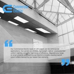 2 ft. x 4 ft. 400-Watt Equivalent Integrated LED White Backlit Troffer with Emergency Battery Backup, 5000K Daylight by Commercial Electric -OCTO LIGHTS Shop white commercial electric troffers blp 24 u p 50 50k 80 d el 76 1000