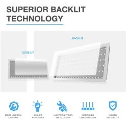 2 ft. x 4 ft. 400-Watt Equivalent Integrated LED White Backlit Troffer with Emergency Battery Backup, 5000K Daylight by Commercial Electric -OCTO LIGHTS Shop white commercial electric troffers blp 24 u p 50 50k 80 d el c3 1000
