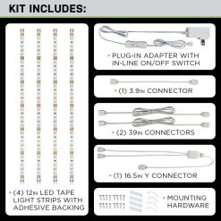 12 in. LED Linkable White Flexible Tape Under Cabinet Light Kit (4-Strip Pack) by Commercial Electric -OCTO LIGHTS Shop white commercial electric under cabinet lights c421100 1f 1000