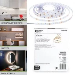 16 ft. LED AC Dimmable White Tape Light Kit Under Cabinet Light by Commercial Electric 13 16 ft. LED AC Dimmable White Tape Light Kit Under Cabinet Light by Commercial Electric -OCTO LIGHTS Shop white commercial electric under cabinet lights c421511 44 1000