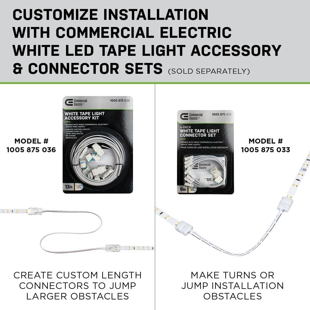 16 ft. LED AC Dimmable White Tape Light Kit Under Cabinet Light by Commercial Electric 9 16 ft. LED AC Dimmable White Tape Light Kit Under Cabinet Light by Commercial Electric - Image 7