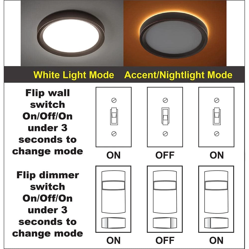 9 inch Color Selectable LED Flush Mount w/ Night Light Feature Optional White and Oil Rubbed Bronze Trim Rings by Commercial Electric 10 9 inch Color Selectable LED Flush Mount w/ Night Light Feature Optional White and Oil Rubbed Bronze Trim Rings by Commercial Electric - Image 8