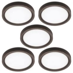9 inch Color Selectable LED Flush Mount w/ Night Light Feature Optional White and Oil Rubbed Bronze Trim Rings (5-Pack) by Commercial Electric