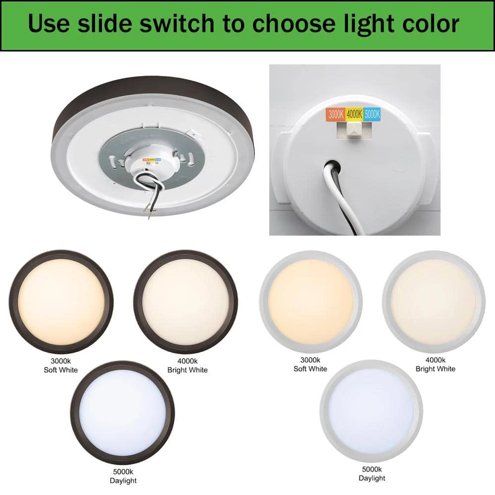 9 inch Color Selectable LED Flush Mount w/ Night Light Feature Optional White and Oil Rubbed Bronze Trim Rings by Commercial Electric 8 9 inch Color Selectable LED Flush Mount w/ Night Light Feature Optional White and Oil Rubbed Bronze Trim Rings by Commercial Electric - Image 6