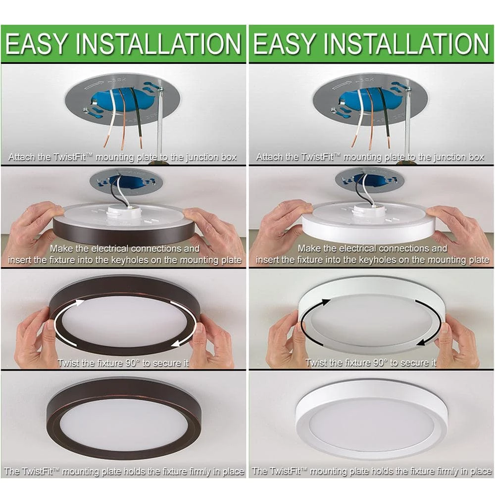 9 inch Color Selectable LED Flush Mount w/ Night Light Feature Optional White and Oil Rubbed Bronze Trim Rings by Commercial Electric 6 9 inch Color Selectable LED Flush Mount w/ Night Light Feature Optional White and Oil Rubbed Bronze Trim Rings by Commercial Electric - Image 4