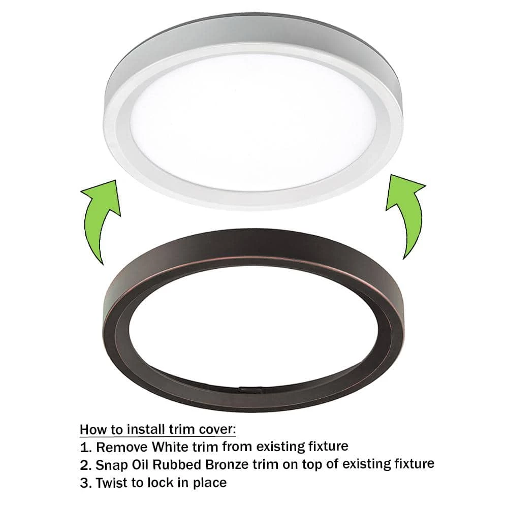 9 inch Color Selectable LED Flush Mount w/ Night Light Feature Optional White and Oil Rubbed Bronze Trim Rings by Commercial Electric 4 9 inch Color Selectable LED Flush Mount w/ Night Light Feature Optional White and Oil Rubbed Bronze Trim Rings by Commercial Electric - Image 2