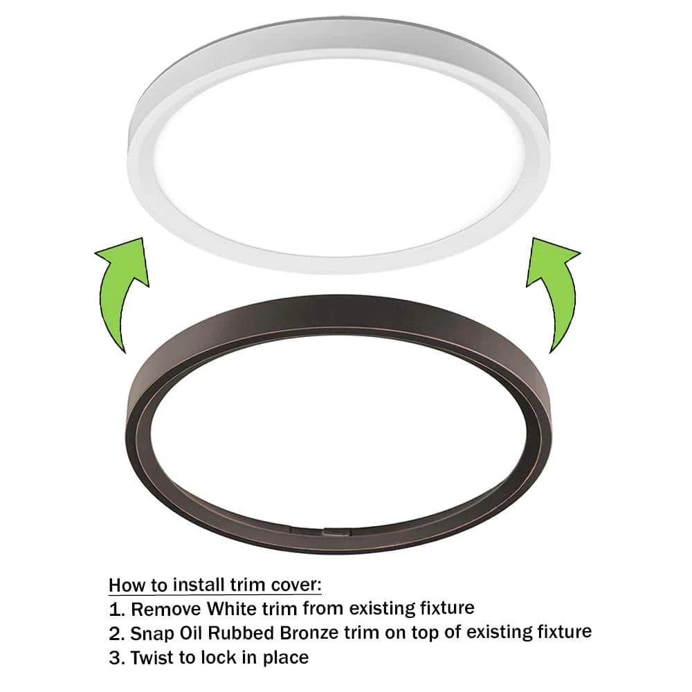 13 in. Color Selectable LED Flush Mount with Night Light Feature Optional White and Oil Rubbed Bronze Trim Rings by Commercial Electric 4 13 in. Color Selectable LED Flush Mount with Night Light Feature Optional White and Oil Rubbed Bronze Trim Rings by Commercial Electric - Image 2