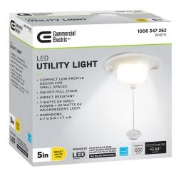5 in. Closet Utility Light Lampholder with Pull Chain LED Flush Mount 650 Lumens 7-Watts 4000K Bright White by Commercial Electric -OCTO LIGHTS Shop white pull chain commercial electric flush mount lights 564211410 1f 1000