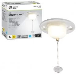 5 in. Closet Utility Light Lampholder with Pull Chain LED Flush Mount 650 Lumens 7-Watts 4000K Bright White by Commercial Electric