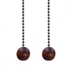12 in. Walnut and Antique Brass Wood Ball Pull Chains for Ceiling Fans and Lights (2-Pack) by Commercial Electric